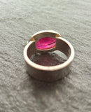 Pink Tourmaline Sterling Silver and 14k Gold Ring