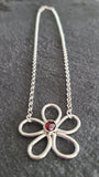 Sterling Silver Modern Flower Necklace with Garnet or a stone of your choice, Amethyst, Aquamarine, Citrine, Tourmaline