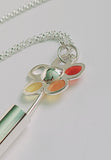 Sterling Silver Flower Necklace with Orange, Yellow and Red Resin