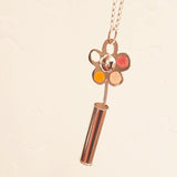 Sterling Silver Flower Necklace with Orange, Yellow and Red Resin