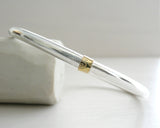 Sterling Silver and 14 K Solid Gold minimalist Bangle