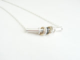 Sterling Silver Necklace with Silver and 14 k Gold Spinners