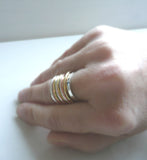 Wide Sterling Silver, Copper and Brass Spinner Ring